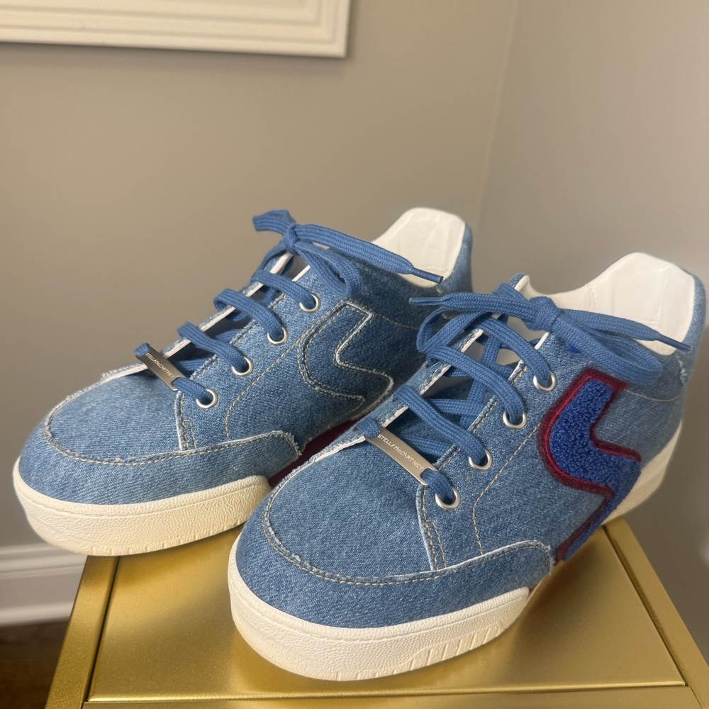 Stella McCartney Terry embroidered platform sneaker size 37.